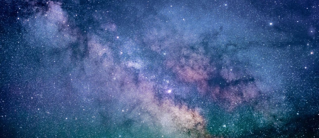 Poetry galaxies in purple green blues