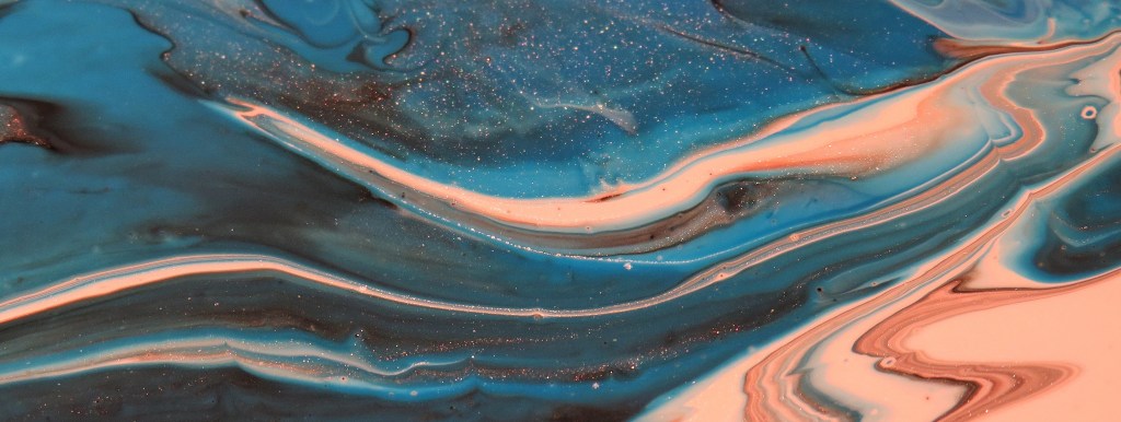 Poetry an abstract art of swirls of blues and oranges