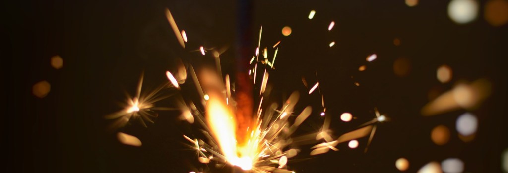 Fire sparks in the dark